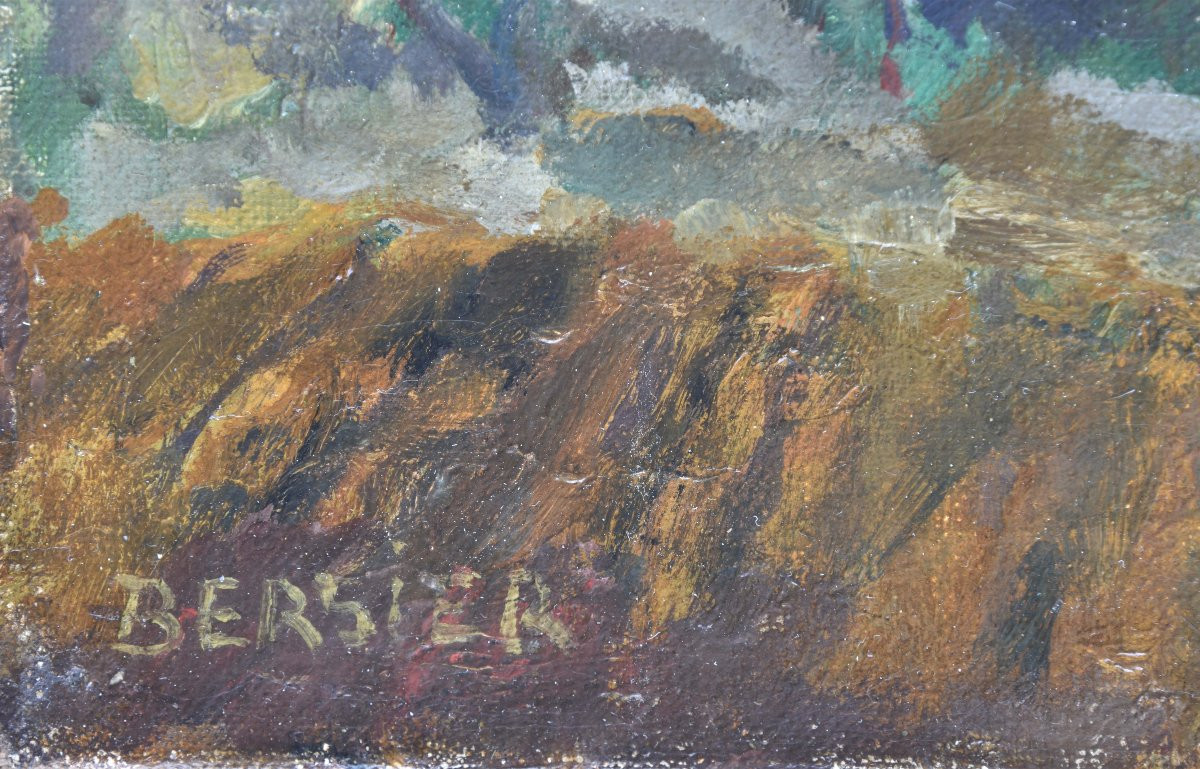 Jean-Eugène BERSIER "Paysage vallonné"  huile sur toile 33x41-photo-3